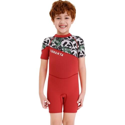 New swimsuit childrens warm 2.5mm one-piece wetsuit short sleeve mens cold-proof snorkeling surfing jellyfish suit