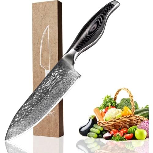 SUNNECKO Premium 6" inch Chef Knife Damascus Kitchen Knives Japanese VG10 Steel Blade Meat Fruit Cutting Tool Pakka Wood Handle