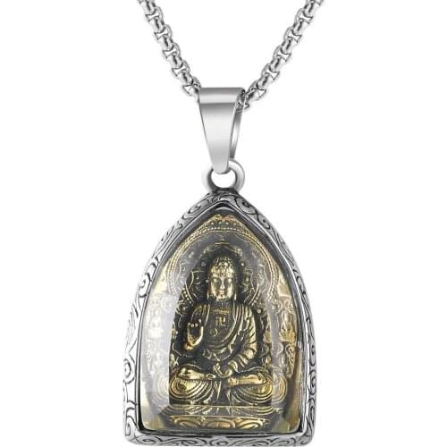 Retro Tathagata Buddha Pendant Necklaces Fashion Mens and Womens Accessories Gift Amulet Titanium Steel Necklace Lucky Jewelry