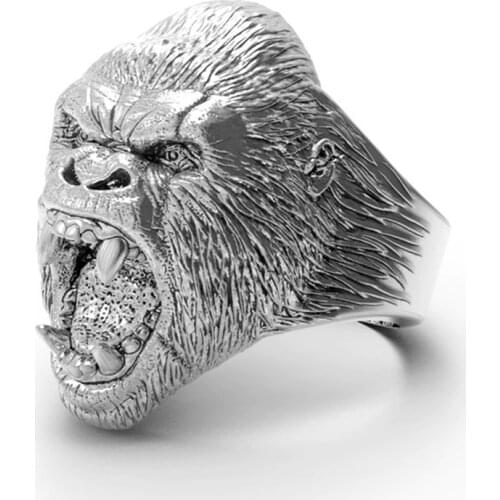 Punk Cool Mens Classic Gorilla Rings Titanium Steel Ring Vintage Animal Angry Gorilla Ring Male Best Gift