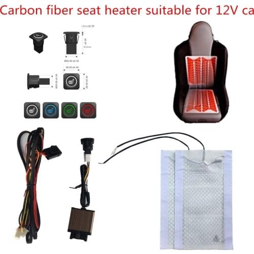 Seat heated heating carbon fiber seat cushion heated pad + New premium switch kit for Universal 12V car OEM seat heater