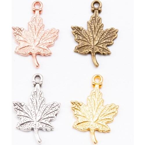 20PCS/Lot Pendants Antique Bronze color Silver Color Alloy Leaf Charms For DIY Bracelet Necklace Jewelry Making