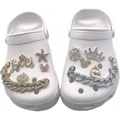 Jibz for croc Shoes Charms Designer Bling Rhinestone Girl Gift Glow Clog Decaration Metal Love Butterfly designer