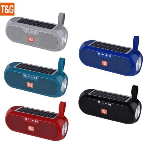 T&G Mini TWS Solar Charging Column Wireless Bluetooth Speaker Loudspeaker for Outdoor Hiking Portable Dynamic Music Player