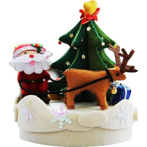 2 Sets DIY Christmas Felt Sewing Kit Music Box Needle Felting Starter Kit
