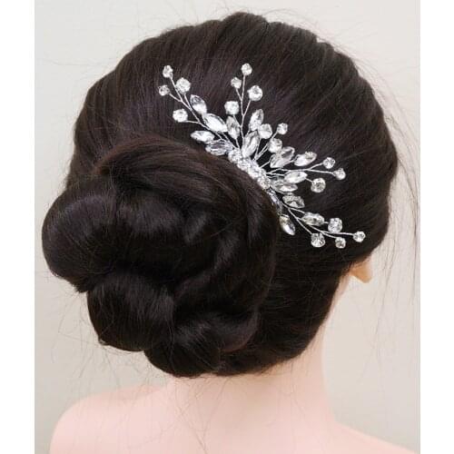 Silver Rhinestone Hair Comb Handmade Flowers Headpieces Ladies Wedding Arrangement Bridal Hair Accessory Bride Wedding Hair Clip