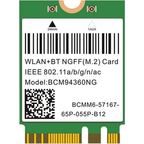 1200Mbps BCM94360NG NGFF M.2 Plug and Play Wireless Network Adapter 2230 WiFi Card 802.11Ac for Windows Mac