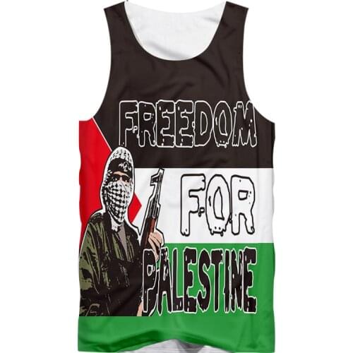 UJWI Brand Shorts Free Palestine Slogan Mens vest 3D Printed tank top Customized Male palestine flag sleeveless top Oversized