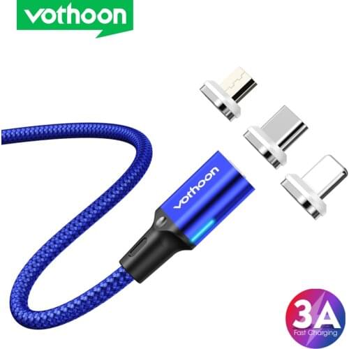Vothoon 3A Magnetic Cable Fast Charging Micro USB C Cable For iphone Samsung Huawei Magnet Charger Type C Mobile Phone Cable