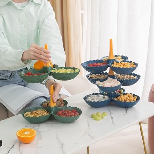 European-Style Rotating Fruit Trays Decorative Kitchen Food Storage Organizer Creative Living Room Multi-Layered Candy Baskets