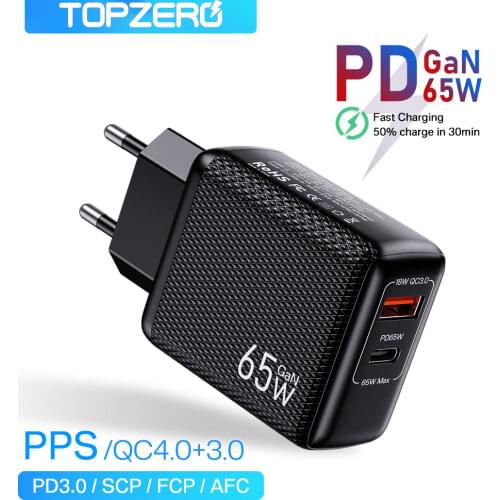 65W GaN Fast Charger 4.0 3.0 QC 3.0 PD 4.0 Type C USB Fast Charger For Huawei iPhone Samsung Laptop Portable Quick Charger
