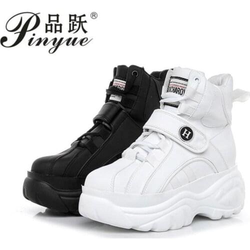 Platform Shoes Woman Ankle Boots Height Increasing Platform Boots Thick Sole Hook & Loop Women Velveted high-help boots