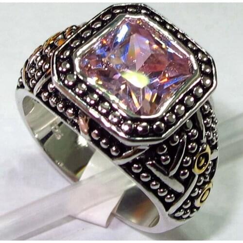 Fleure Esme fashion luxury charm Wedding Jewelry Rings for women 2019 accessories Pink Cubic Zirconia Rhodium Plated R152 size 6