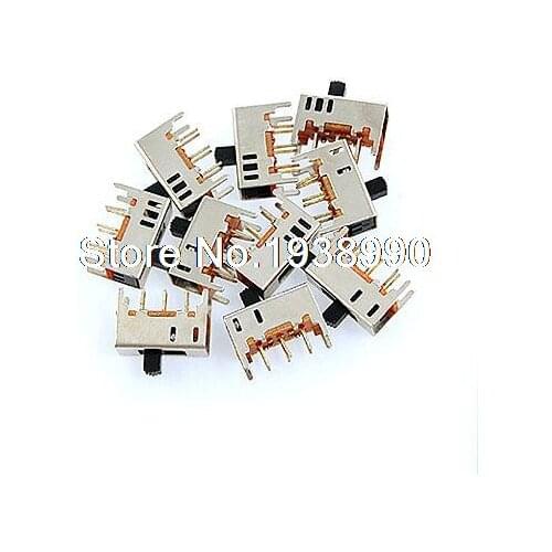 10 Pcs PCB DC 50V 0.3A 2 Position DPDT 2P2T Mini Vertical Slide Switch 6 Pin DIP