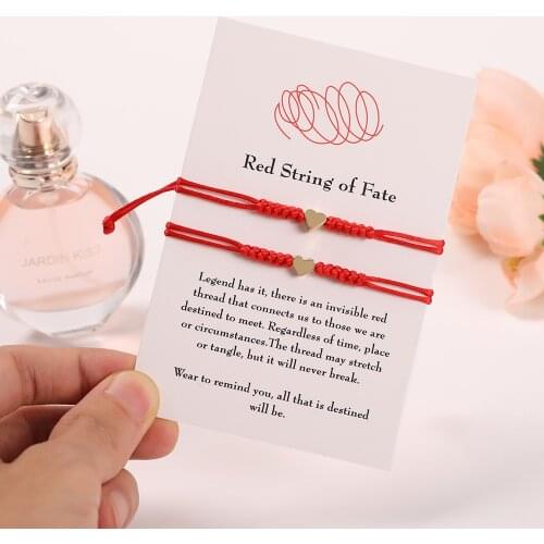 2pcs/set Fashion Handmade Heart Star Red String Bracelet Lucky Adjustable Couple Rope Bracelets Friendship Wristband Bijoux Gift
