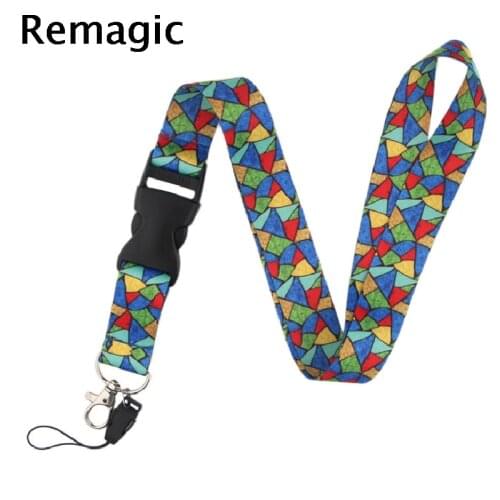 20pcs Stained glass Neck keychain necklace webbings ribbons Anime Cartoon Neck Strap Lanyard ID badge holder Keychain Lanyards