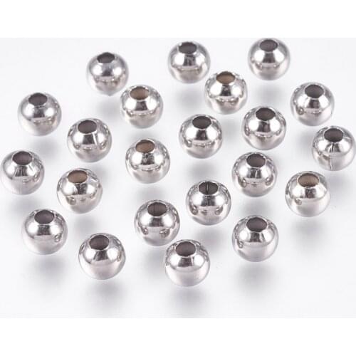 200pcs 4 5 6mm Round 304 Stainless Steel Spacer Beads Metal Bead for Jewelry Making Supplies DIY Bracelet Necklace Craft