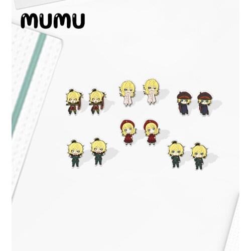 2020 New Saga of Tanya the Evil Stud Earring Cute Acrylic Earrings Anime Handmade Epoxy Resin Jewelrys