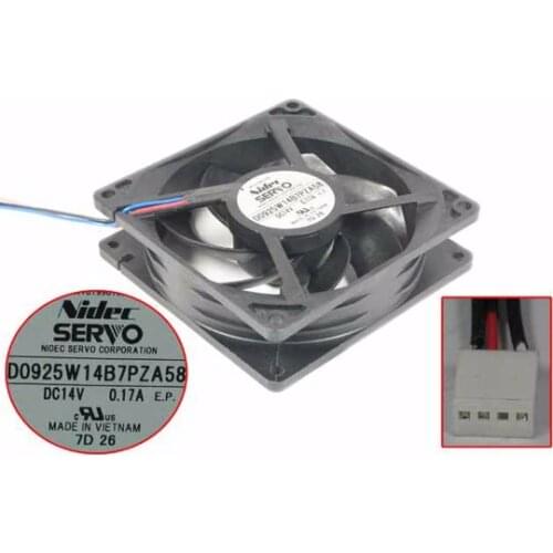 Nidec D0925W14B7PZA58 DC 14V 0.17A 92x92x25mm 3-Wire Server Cooling Fan