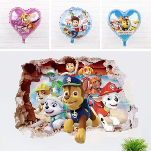 Hot 3D Paw Patrol Wall Stickers Happy Birthday Decoration For Kids Toys Balloon DIY Boys Girls Creative Gifts