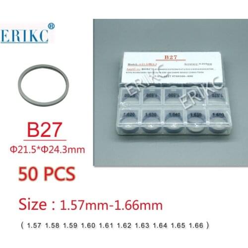 50pcs Adjusting Shim B27 Common Rail Injector Adjustment Shim B27 Gasket Washer Size: 1.57-1.66mm for DENSO Injectors