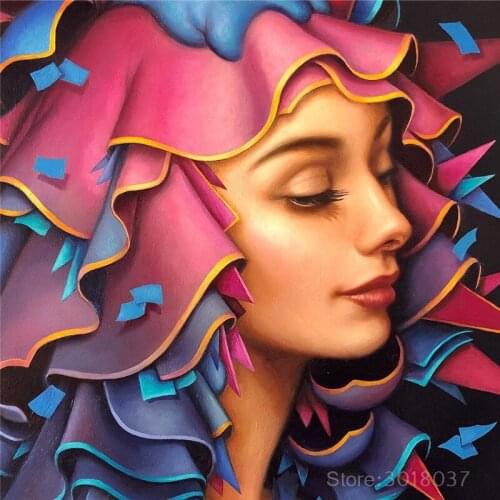 5D Diy Diamond Painting Cross Stitch Girl Wearing Turban Needlework 3D Diamond Embroidery Full Round Mosaic Decoration Resin Kit