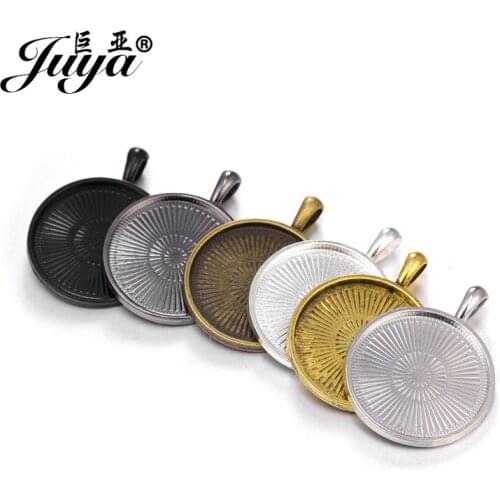 60PCS 25mm Cabochon Base Settings Blank Alloy Tray For Jewelry Making DIY Pendant Necklace Choker Keychain Accessories Findings
