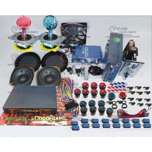 Arcade parts Bundles kit With GOD OF GAMES 900 in 1 Joystick Microswitches Chrome illuminated Buttons for Arcade Cabinet Machine