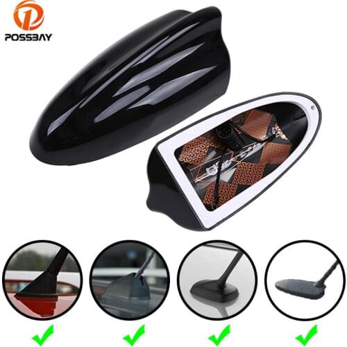 POSSBAY Car Antenna Shark Fin Antennas FM Signal Aerials Roof Decoration Universal for Nissan Qashqai J10 Mini Cooper Citroen C4