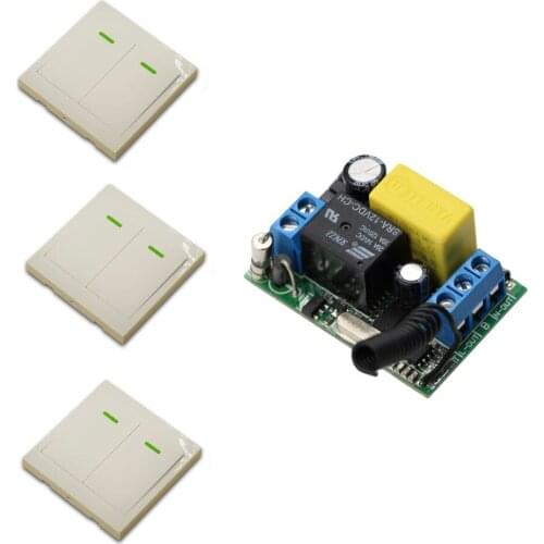 AC 220V 1CH 10A Wireless Remote Switch Relay Receiver + 86 Wall Panel Remote Transmitter Hall Bedroom Ceiling Lights Switch