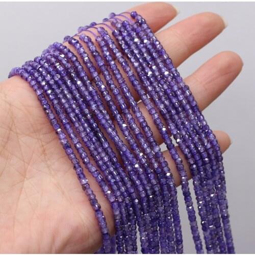 Natural Zircon Beads Round Purple Faceted Abacus Beads Loose Spacer Beaded For Jewelry Making DIY Bracelet Necklace Accessories