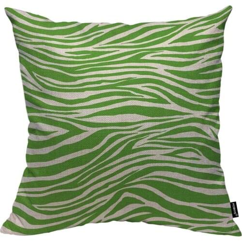 Zebra Green Throw Pillow Case Cushion Covers Animal Pattern Natural Decoration Cotton Linen for Couch Bed Sofa Car Waist