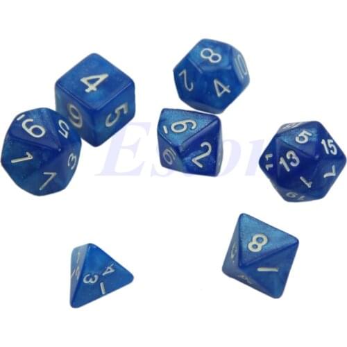 7x Black Sided Dice D4 D6 D8 D10 D12 D20 RPG Poly Game Set X3UA