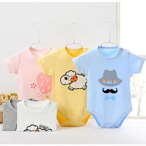 Baby tripod crawling clothing baby fart clothing neonatal onesie cotton short-sleeved crawling clothing baby boy clothes