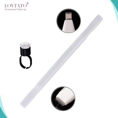 Maquina De Tatuar Sterilized Disposable Plastic Microblading Handtools Kits Shading 19 Pins With 14 Elevating Arc Flat Tools 3d