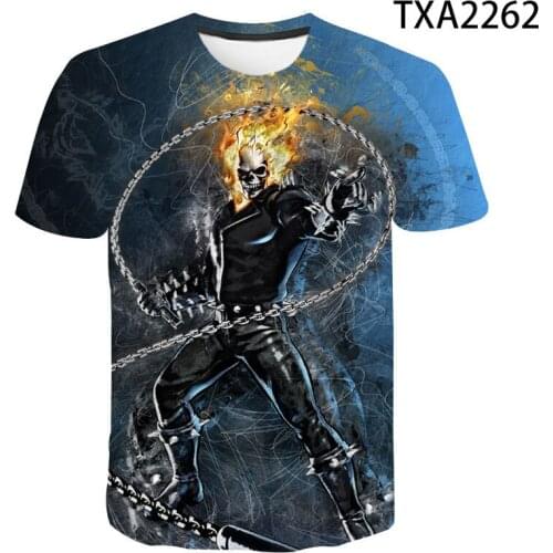 Cartoon Animation Ghost Rider 3D T Shirts Casual Boy girl Kids Fashion Streetwear Printed T-shirt Men Women Children Tops Tee