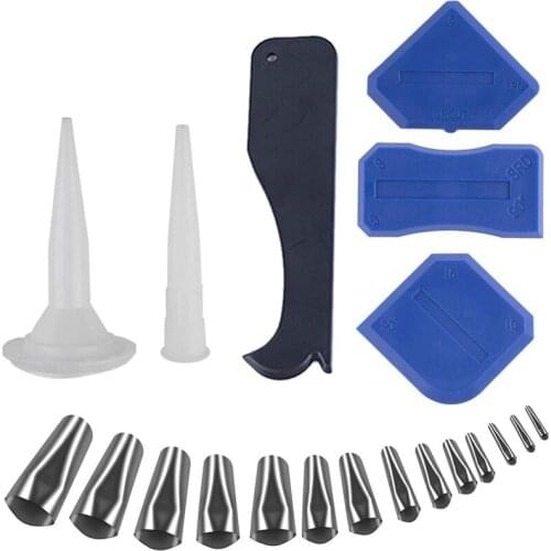 HLZS-20 Pieces Caulking Finishing Tool, 14 Size Stainless Steel Sealant Finishing Tool, Caulk Nozzle Applicator