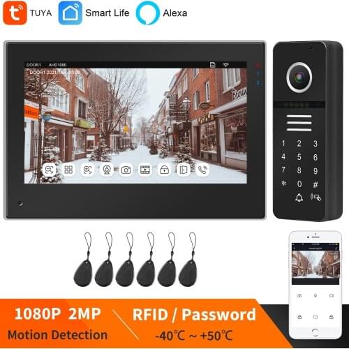 HomeFong WiFi Video Door Intercom Wireless Video Intercom 7 Inch Monitor TUYA APP Smart Phone Real-Time Control Motion Detection