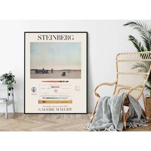 Saul Steinberg Art Painting Canvas Prints Vintage Exhibition Poster Galerie Maeght in Paris 1973 Museum Wall Picture Home Decor