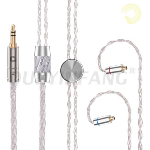 QUEYINFANG 8 Core HIFI Earphone Cable Silver Plated Upgrade Earphone Cable 3.5/2.5mm Plug With MMCX/2Pin/A2DC Connector
