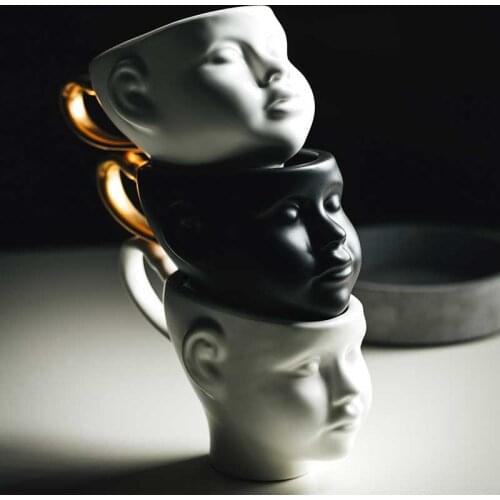 Coffee Cup Creative Gold Handle Ceramic Couple Cup Gift Cup