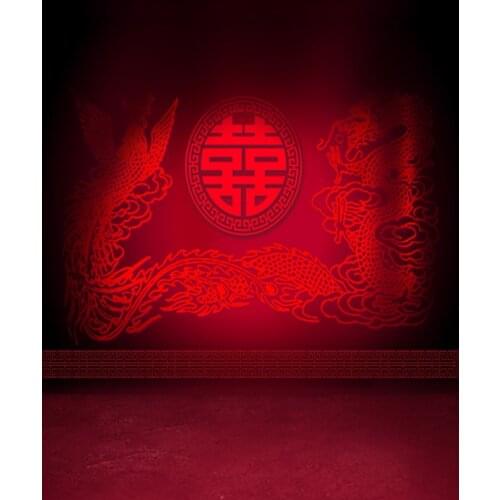 Red Chinese Best Wishes for Wedding Photography Backdrops Photo Props Studio Background 5x7ft