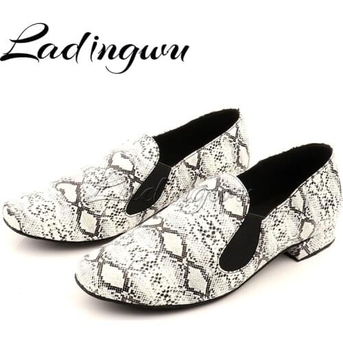 Ladingwu Latin Dance Shoes Mens Sneakers Ballroom Dance Shoes Soft Bottom Professional Performance Men Dance Shoes Elastic Band