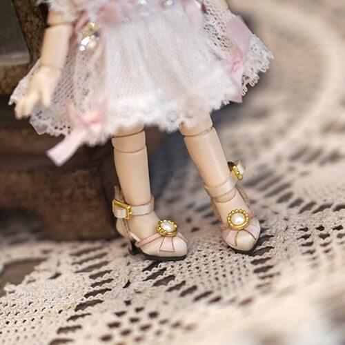 OB11 doll shoes are suitable for 1/12 size fashion new vintage high heels silk shoes pointed toe shoes champagne lilac color
