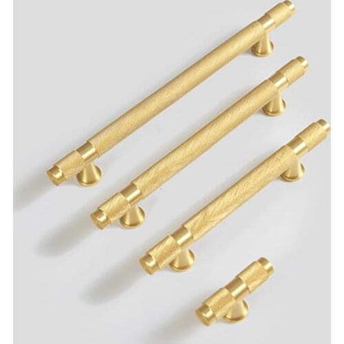 Gold Brass Knurled Kitchen Knobs Cabinet Handles Drawer Pull Dresser Handle Luxury Nordic Furniture Door Hardware