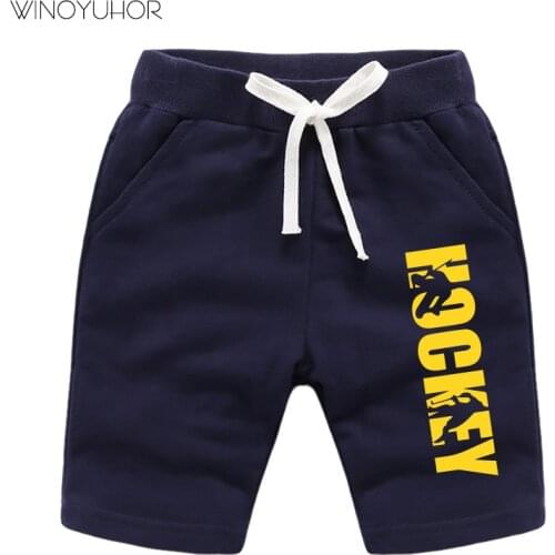 Summer New Childrens Clothes Baby Boy Girl Short Pants Pure Cotton Ice Hockey Print Pockets Pants Casual Kids Shorts