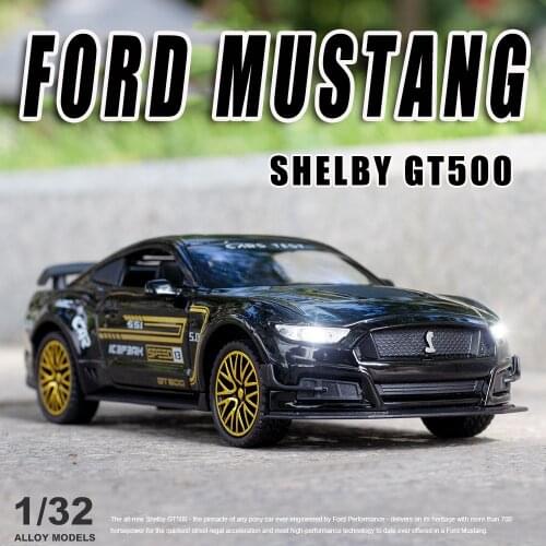 Diecast 1:32 Alloy Model Car Ford Mustang SHELBY GT500 Miniature Metal Vehicle for Children Collected Birthday Gifts New Hottoy
