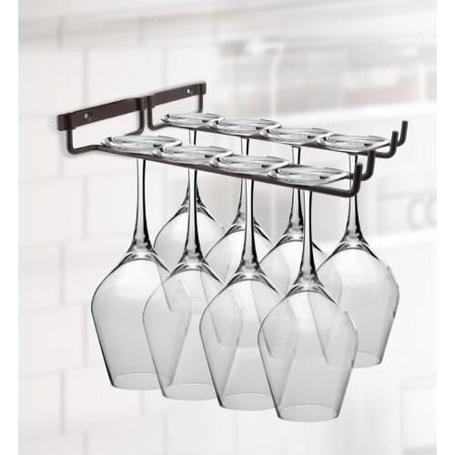 Wall Mount Hanger Double Row Home Kitchen Holder Shelf Barware Accessories Bar Wine Rack Stemware Hanging