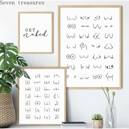 Bathroom Wall Decor Canvas Painting Nude Line Butt Canvas Art Poster Get Naked Fashion Art Prints Shower Quote Canvas Picture