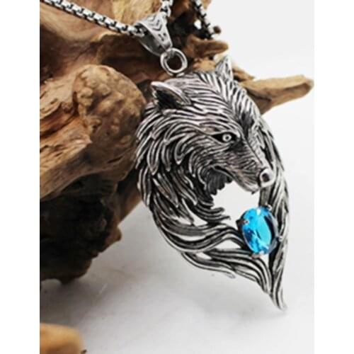 New Retro Hip Hop Fashion Necklace Wolf Head Mens Party Rock Jewelry Wholesale Jewelry